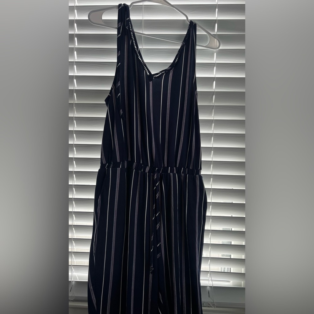 Shosho Navy and White Striped Jumpsuit